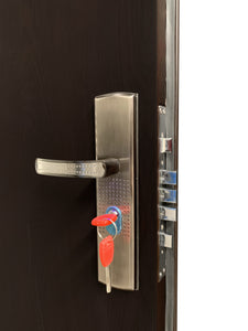 Puerta de Seguridad con Fijo Modelo Hoss-10Fa Color Chocolate